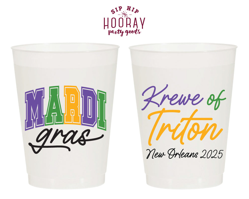 Custom Mardi Gras Krewe Full Color Frosted Cups