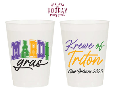 Custom Mardi Gras Krewe Full Color Frosted Cups
