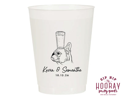 French Bulldog Wedding Frosted Cups