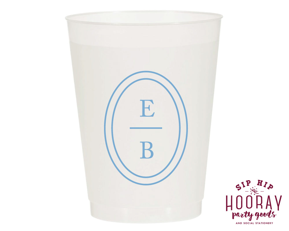Custom Modern Circle Initials Frosted Cups