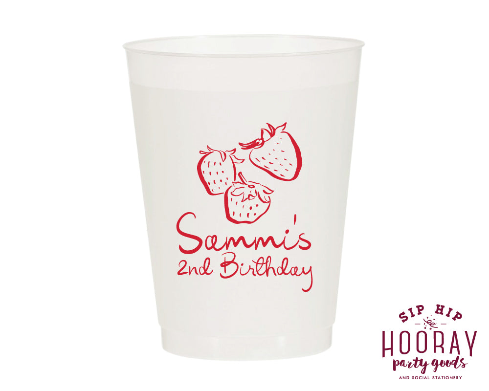 Happy 2nd Birthday Strawberries Frosted Cups