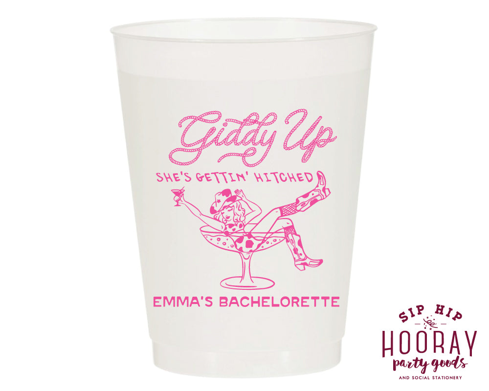 Giddy Up Bachelorette Custom Frosted Cups
