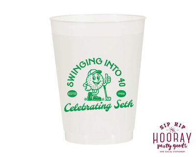 Golf Birthday Frosted Cups Swinging Into 40 Any Age