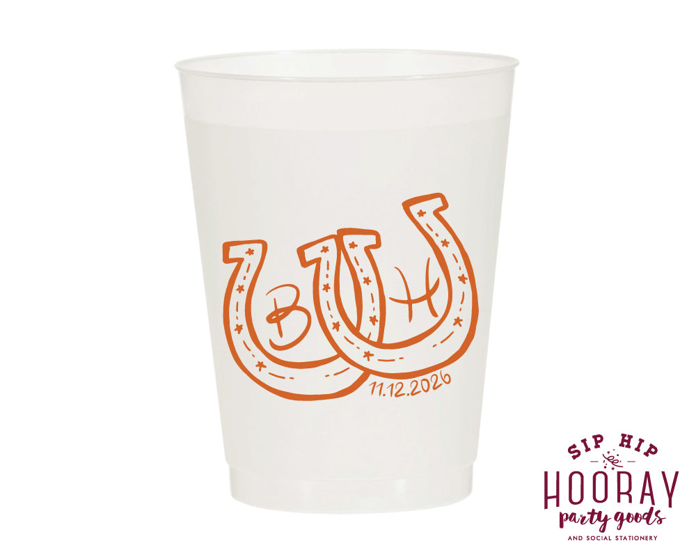 Custom Horseshoe Initials Frosted Cups