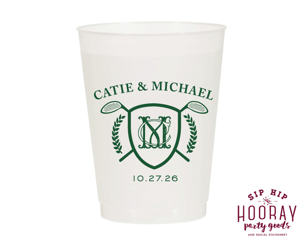 Custom Wedding Crest Golf Clubs Frosted Cups