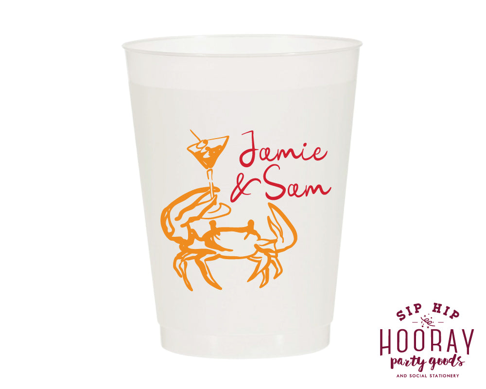 Hand Drawn Crab Wedding Frosted Cups