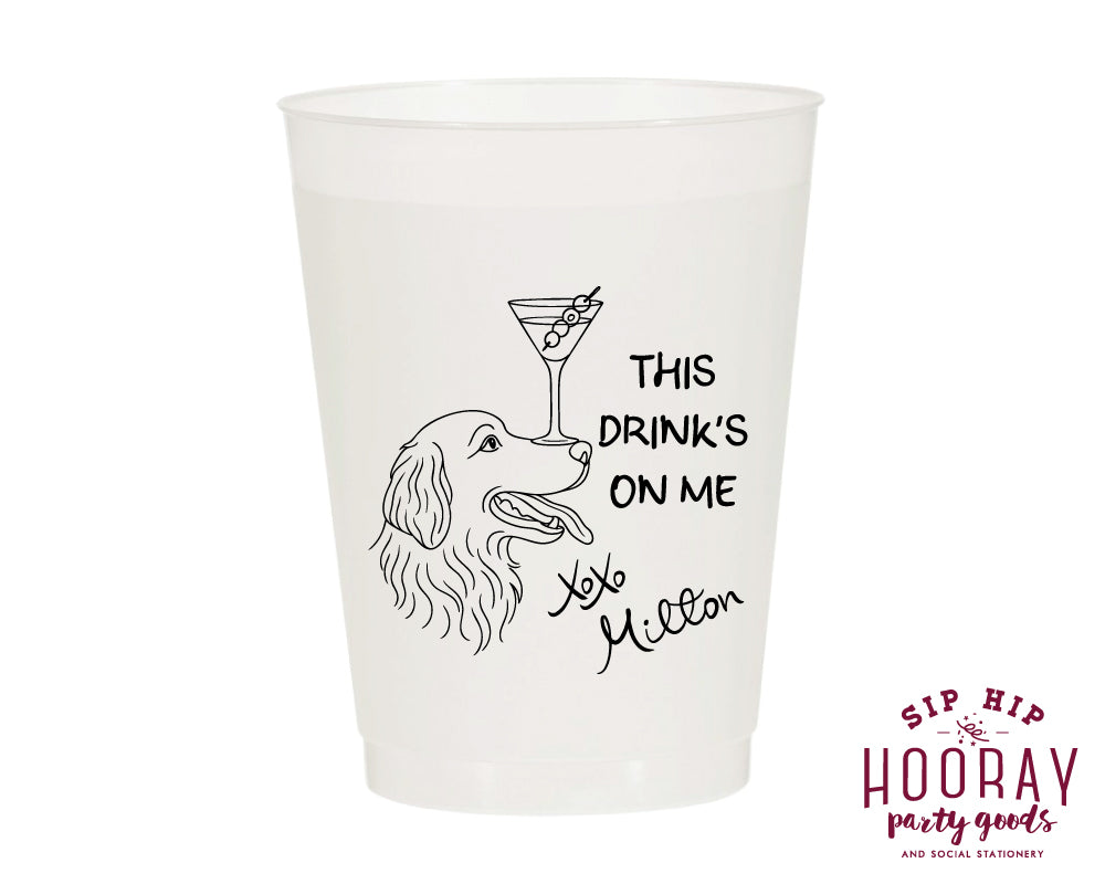 This Drink's On Me Pet Sketch Frosted Cups