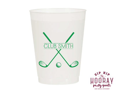 Last Name Golf Club Crest Frosted Cups