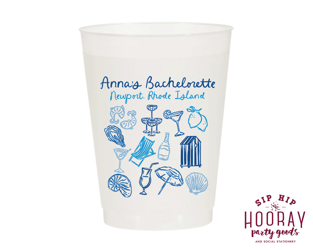 Bachelorette Hand-Drawn Icons Full Color Frosted Cups