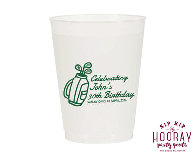 Custom Golf Bag Birthday Frosted Cups