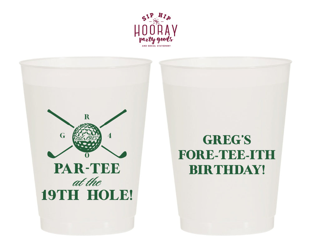 Custom Birthday Par-Tee at The 19th Hole Golf Frosted Cups