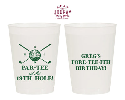Custom Birthday Par-Tee at The 19th Hole Golf Frosted Cups