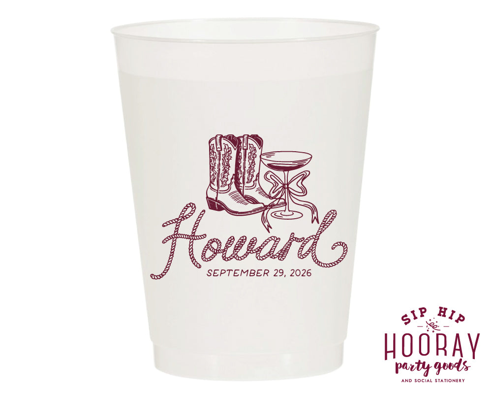 Western Rope Last Name Frosted Cups