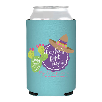 Final Fiesta Full Color Custom Bachelorette Can Coolers Destination Bachelorette Favors