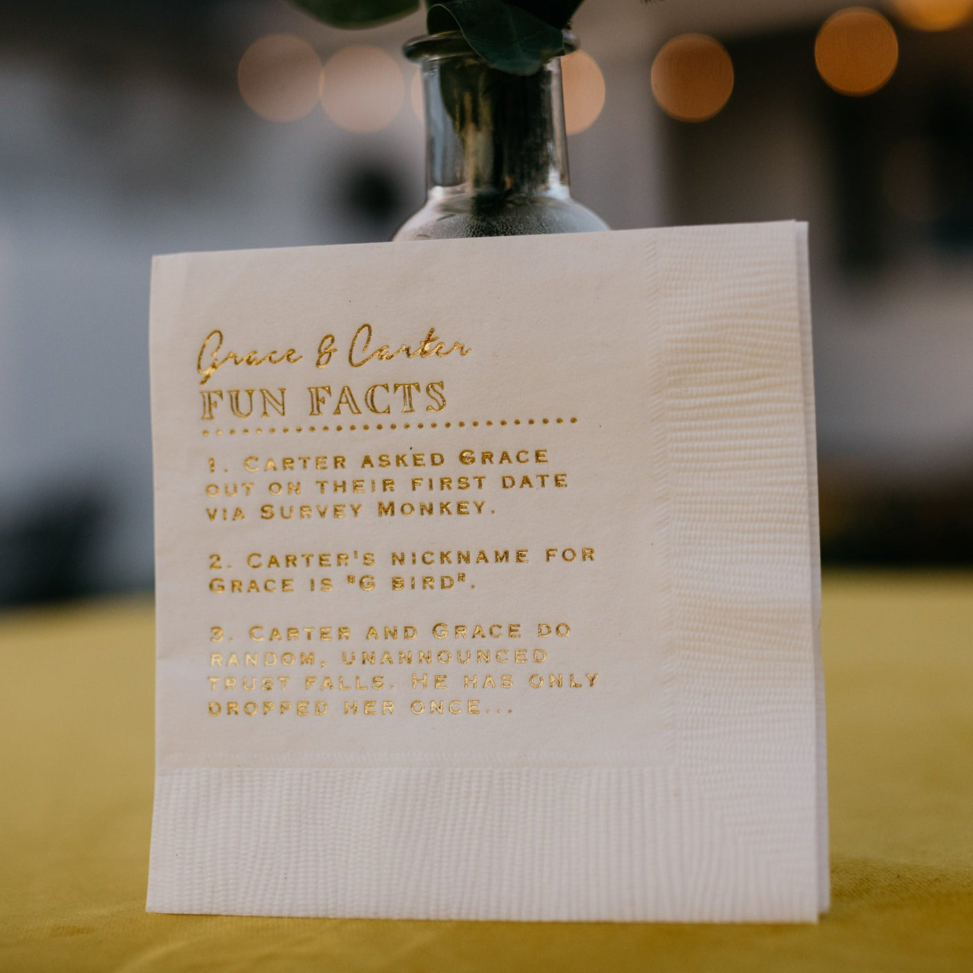 Custom Fun Fact Wedding Cocktail Napkins