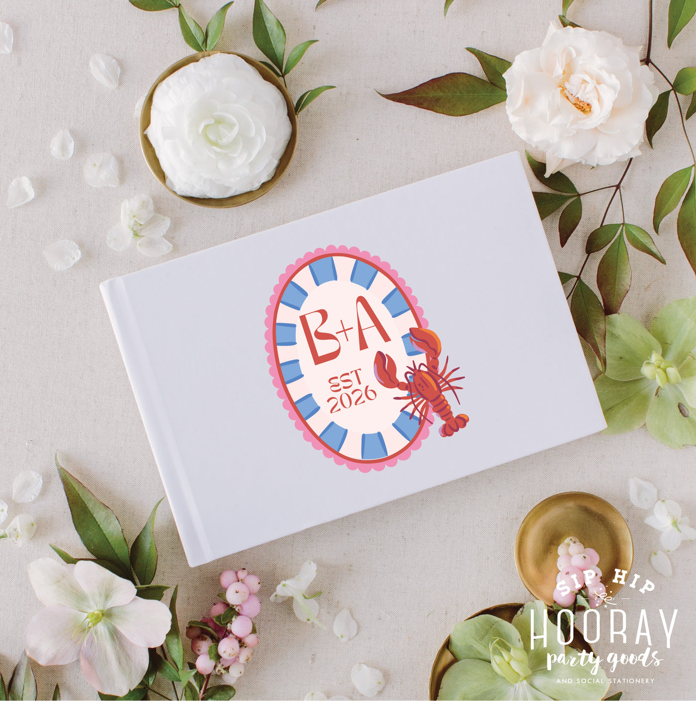 At Home Collection | Custom Initials Lobster Guest Book