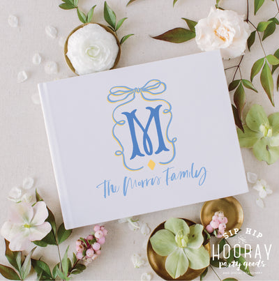 At Home Collection | Custom Monogram Bow Guest Book