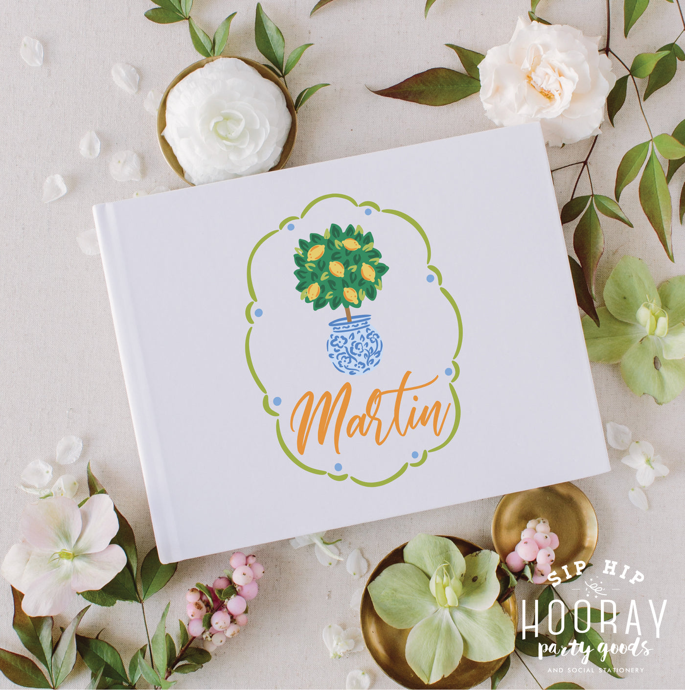 At Home Collection | Lemon Chinoiserie Guest Book