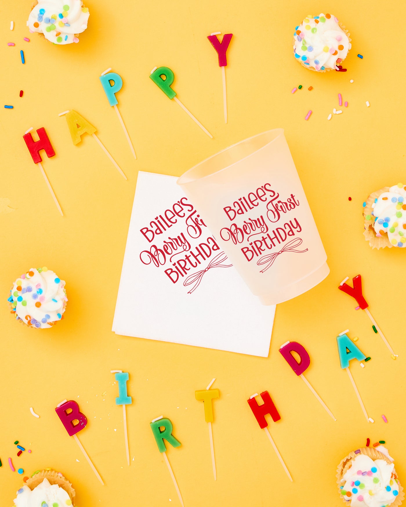 Berry First Birthday Frosted Cups