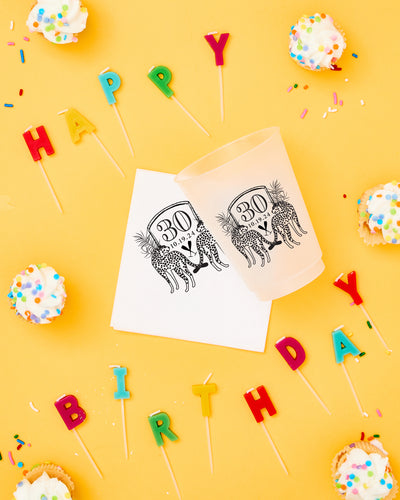 30th Birthday Cheetah Crest Frosted Cups