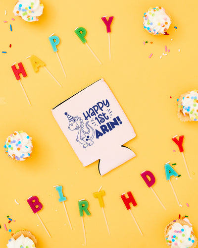 Happy 1st Birthday Dinosaur Neoprene Can Coolers