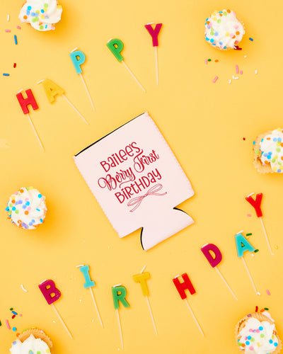 Berry First Birthday Neoprene Can Coolers