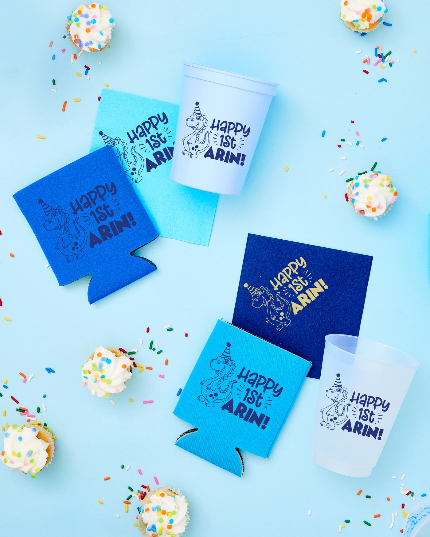 Happy 1st Birthday Dinosaur Frosted Cups