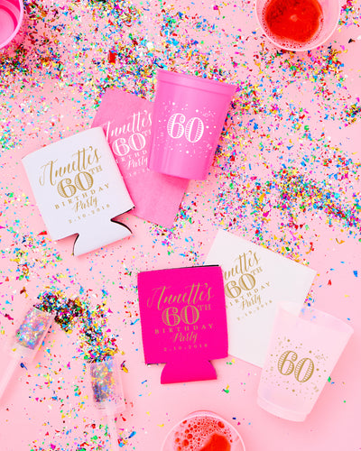 60th Birthday Party Neoprene Can Coolers