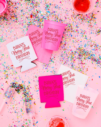 Berry First Birthday Neoprene Can Coolers