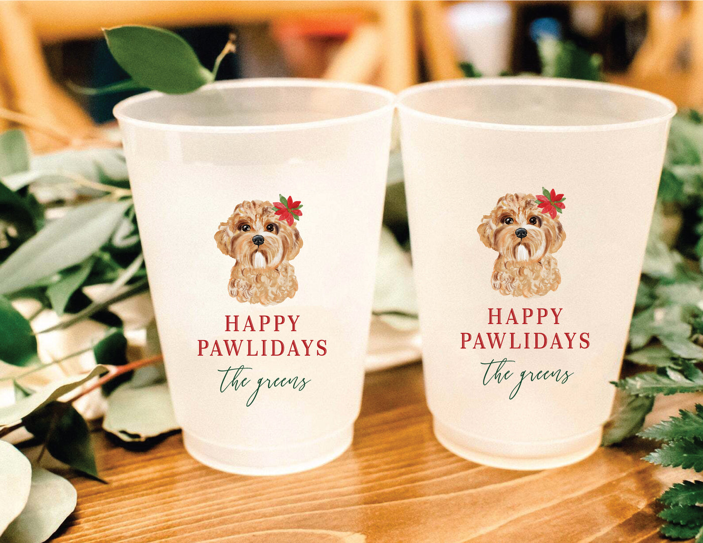 Happy Pawlidays Full Color Frosted Christmas Cups