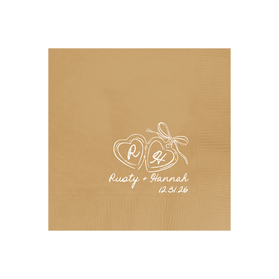 Heart Bow Locket Hand Drawn Wedding Napkin
