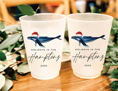 Holidays in The Hamptons Whale Full Color Frosted Christmas Cups