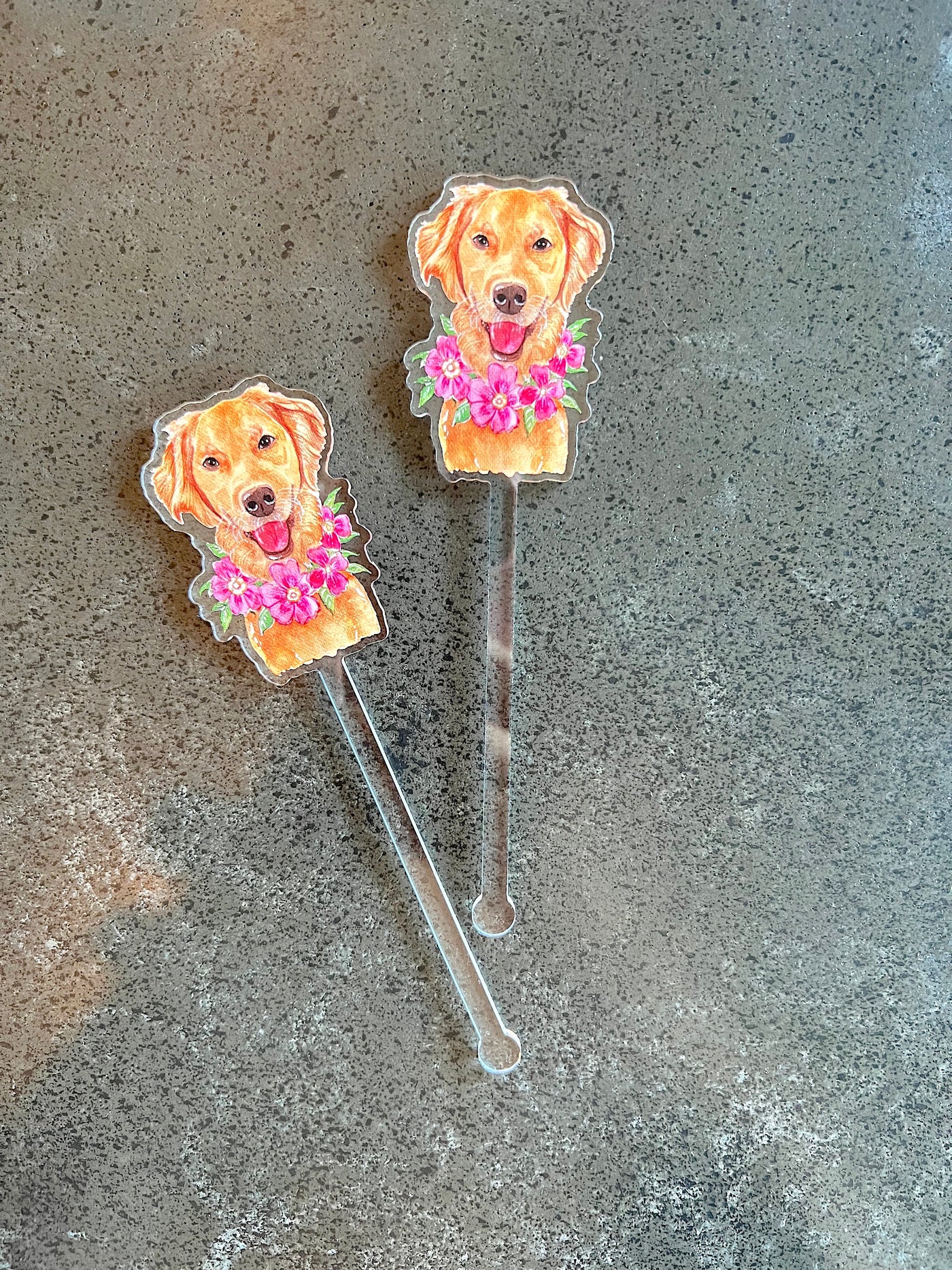 Watercolor Pet Portrait Stir Sticks