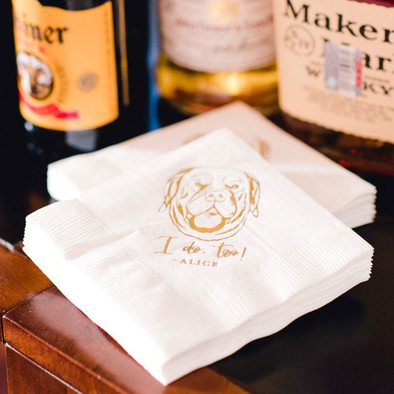 I do, too Pet Portrait Wedding Beverage Napkins #19