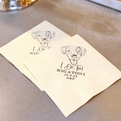Cheers! Dog Drawing Pet Portrait Wedding Beverage Napkins