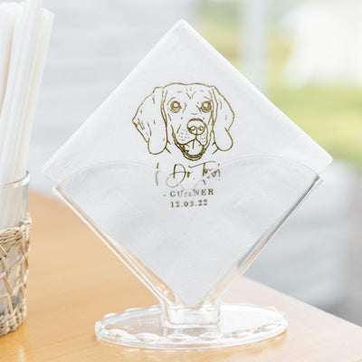 Cheers! Dog Drawing Pet Portrait Wedding Beverage Napkins
