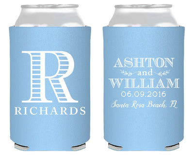 Wedding Monogram Can Coolers