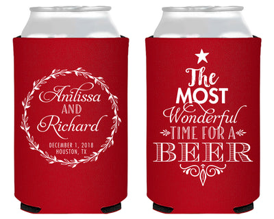 Wonderful Time for a Beer Merry Christmas Foam Can Coolers