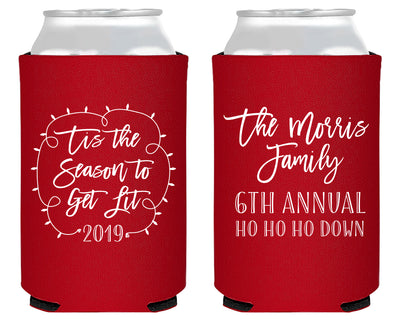 Tis The Season To Get Lit Merry Christmas Foam Can Coolers