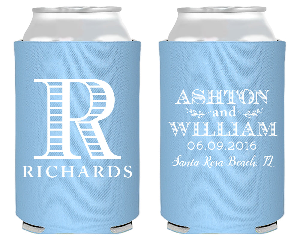 Wedding Monogram Can Coolers