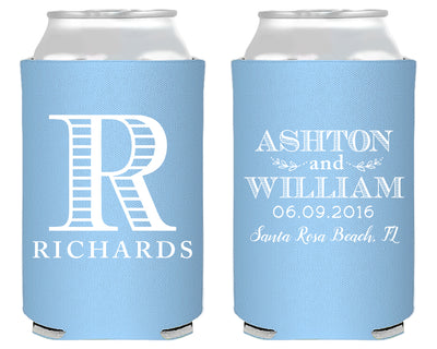 Wedding Monogram Can Coolers