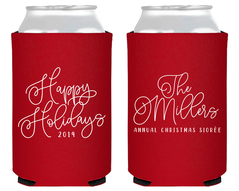 Happy Holidays Merry Christmas Foam Can Coolers