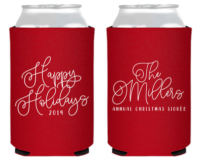 Happy Holidays Merry Christmas Foam Can Coolers
