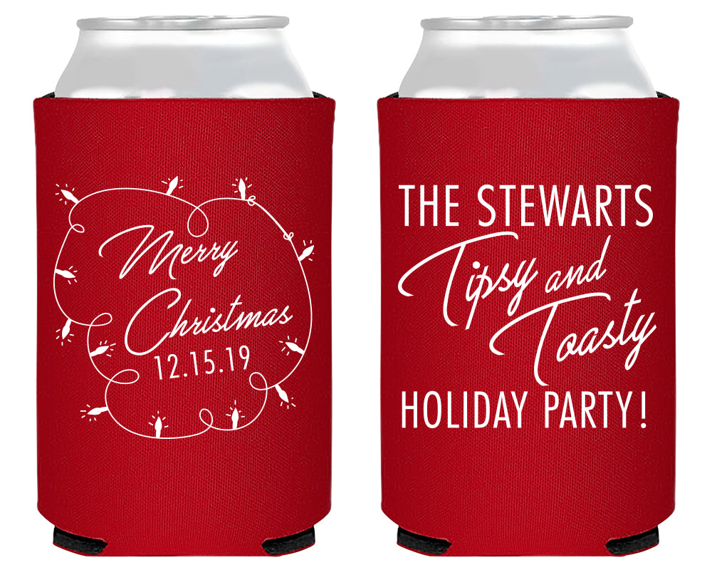 Channel the Flannel Merry Christmas Foam Can Coolers