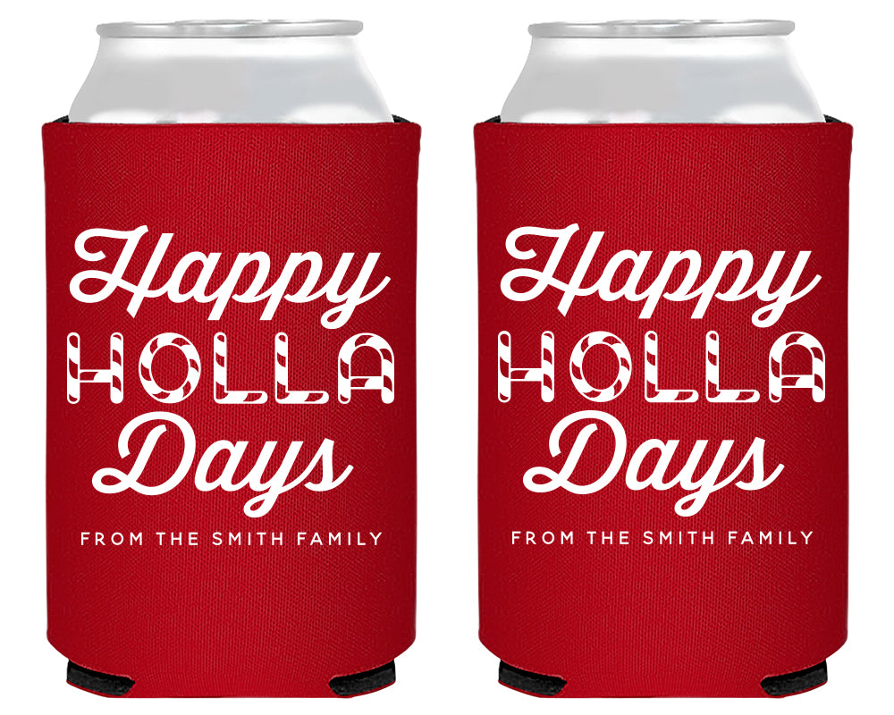 Happy Holla Days Christmas Foam Can Coolers