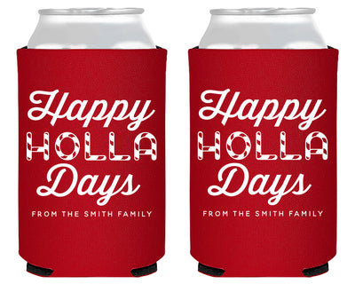 Happy Holla Days Christmas Foam Can Coolers