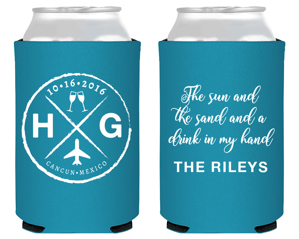 Any State or Country Design Destination Wedding Can Cooler