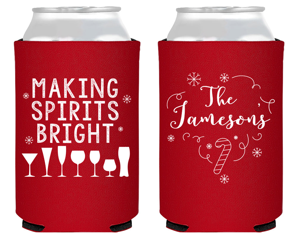 Making Spirits Bright Merry Christmas Foam Can Coolers