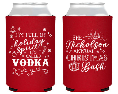I'm Full of Holiday Spirit, It's Called Vodka Christmas Foam Can Coolers