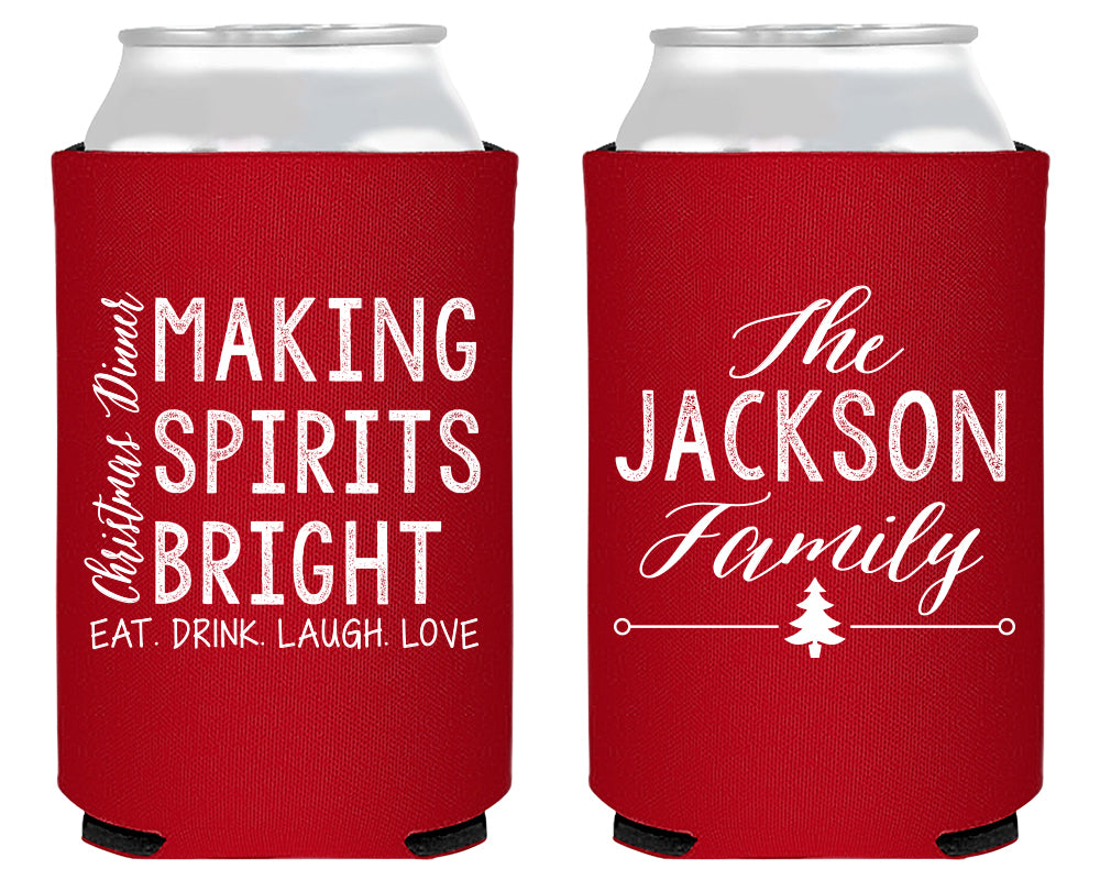 Making Spirits Bright Merry Christmas Foam Can Coolers